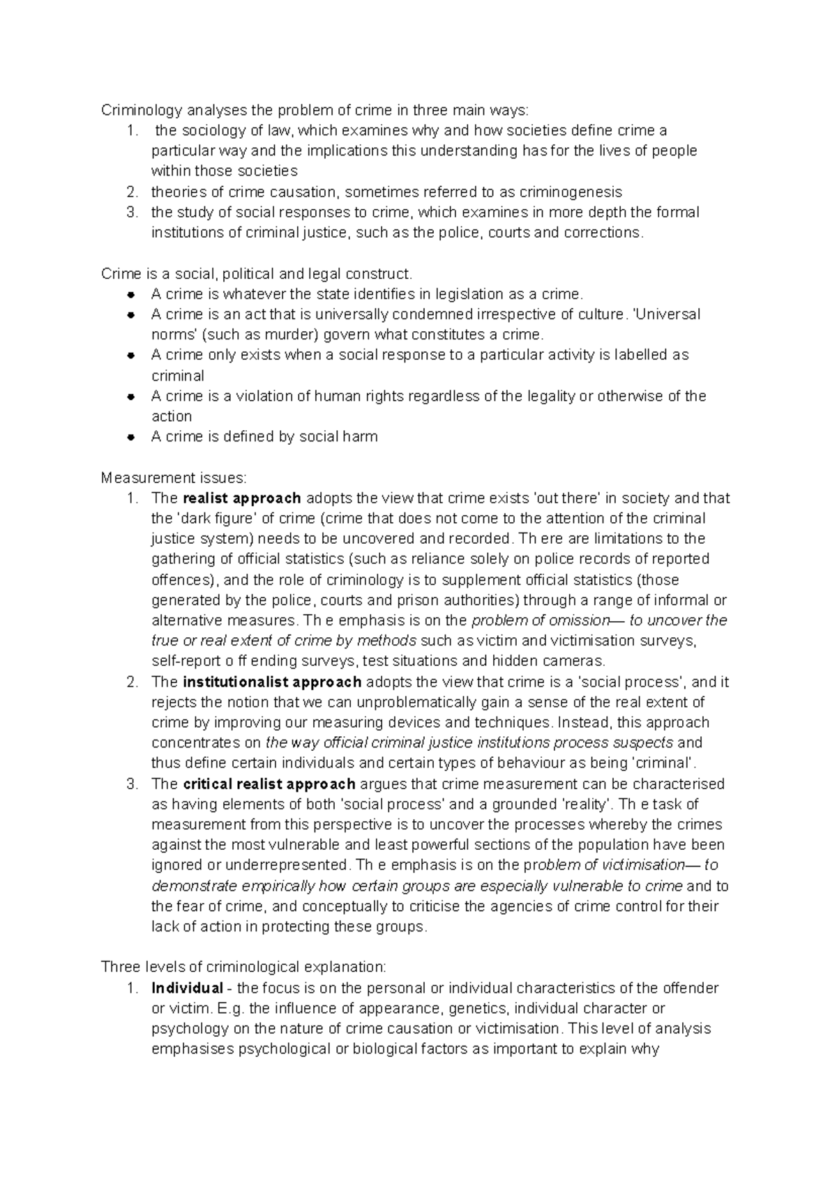 Criminology 101: Tutorial 1 Lecture Notes on Crime Analysis - Studocu