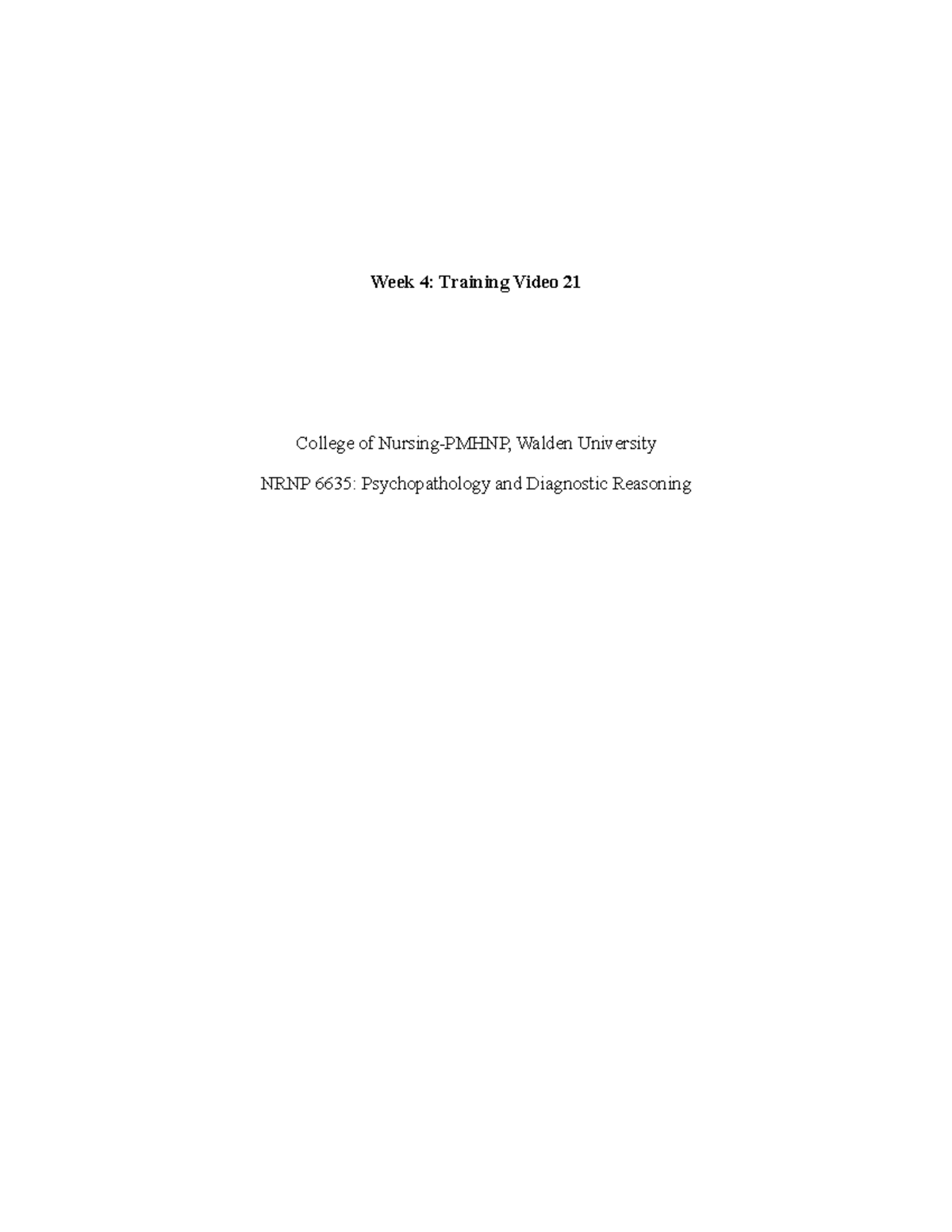 NRNP 6635: Week 4 Case Study on PTSD Diagnosis and Assessment - Studocu