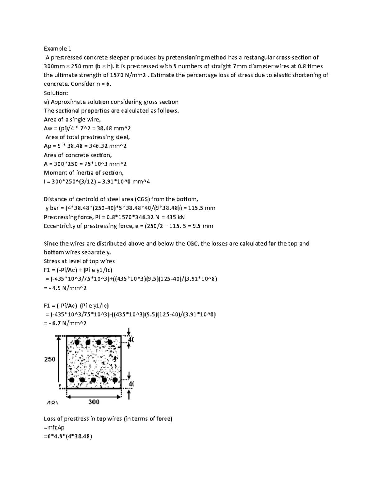 Losses of Prestress Calculation in Prestressed Concrete Systems - Studocu