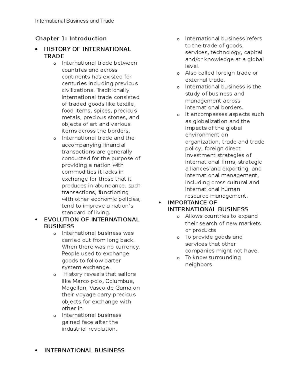IBTr Midterm Study Notes: International Trade and Business Concepts ...