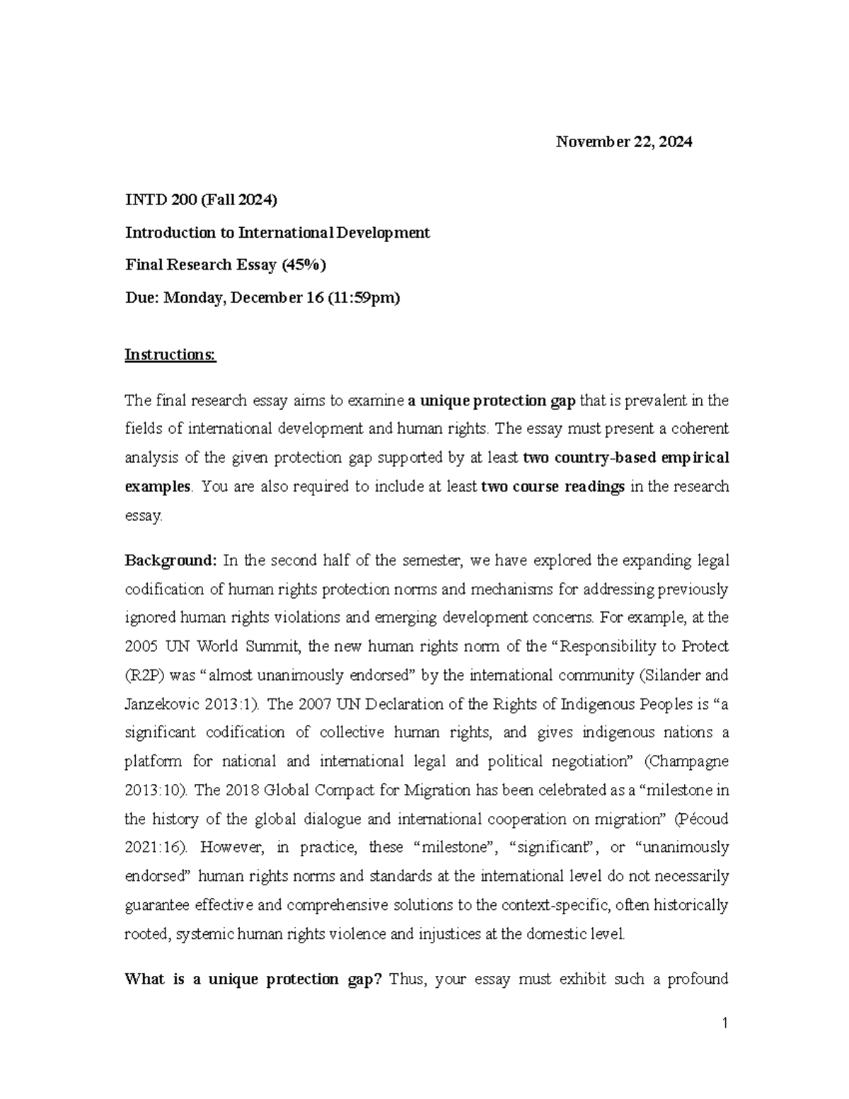 INTD 200 Final research essay Fall 2024 final November 22, 2024 INTD