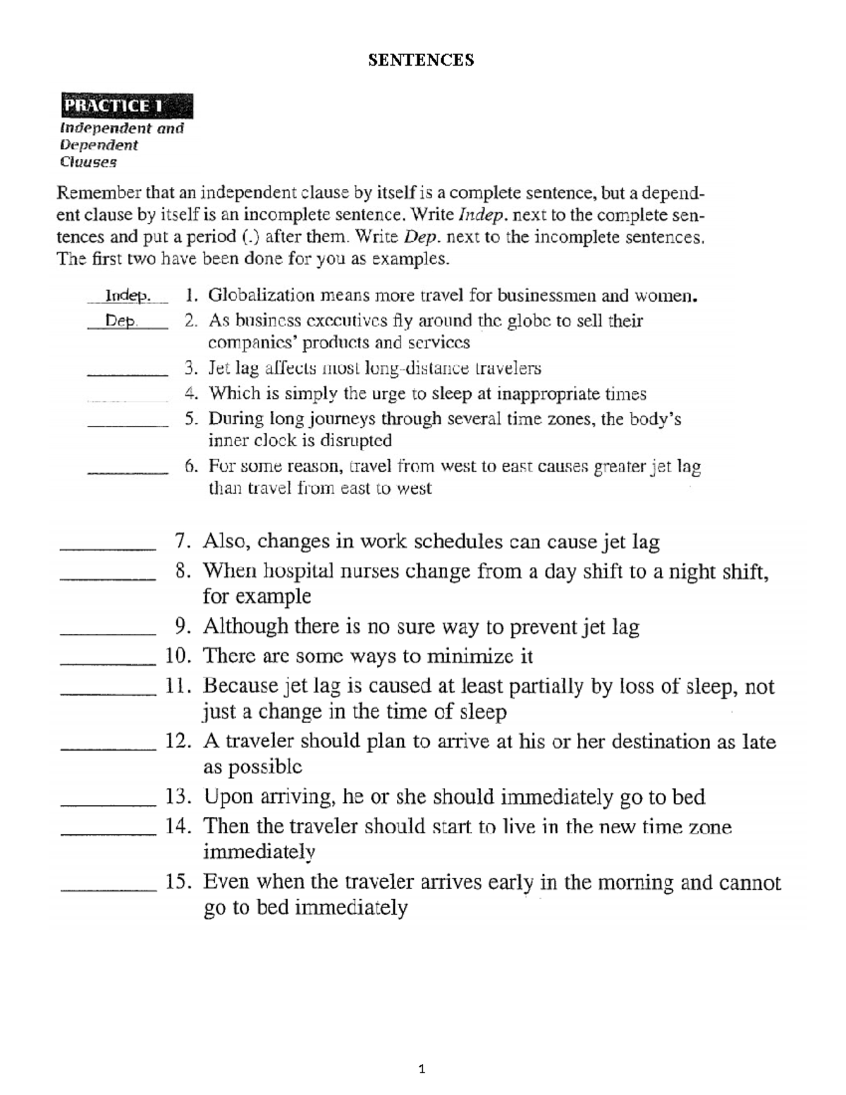 Writing Assignment: Clauses & Sentences Practice (2023-2024) - Studocu