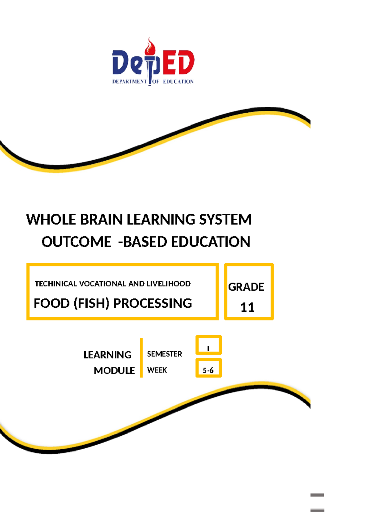 Grade 11 FOOD (FISH) Processing Module 2: Techniques & Practices - Studocu