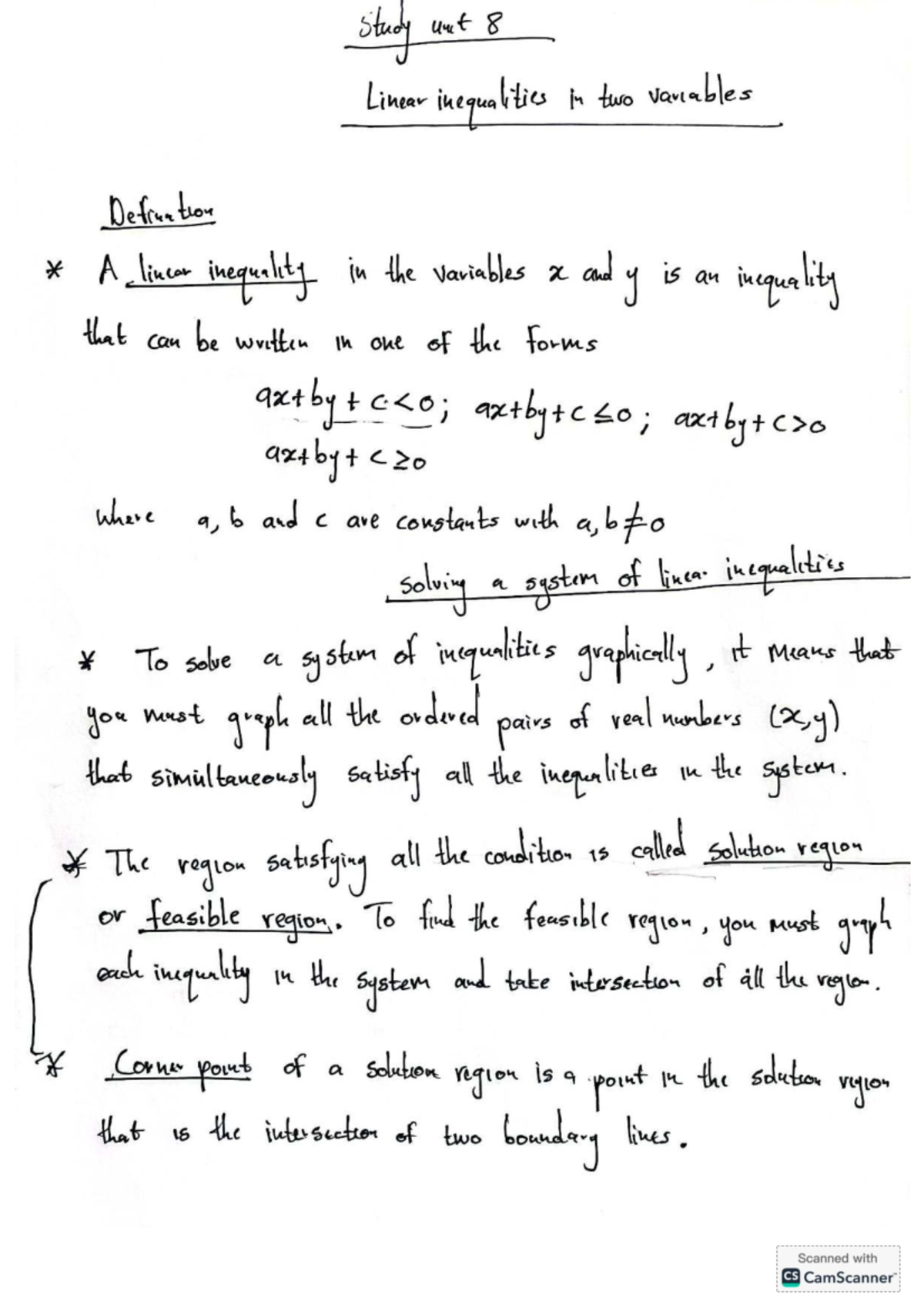 MTHS 119 - Study Unit 8: Linear Inequalities in Two Variables Notes ...