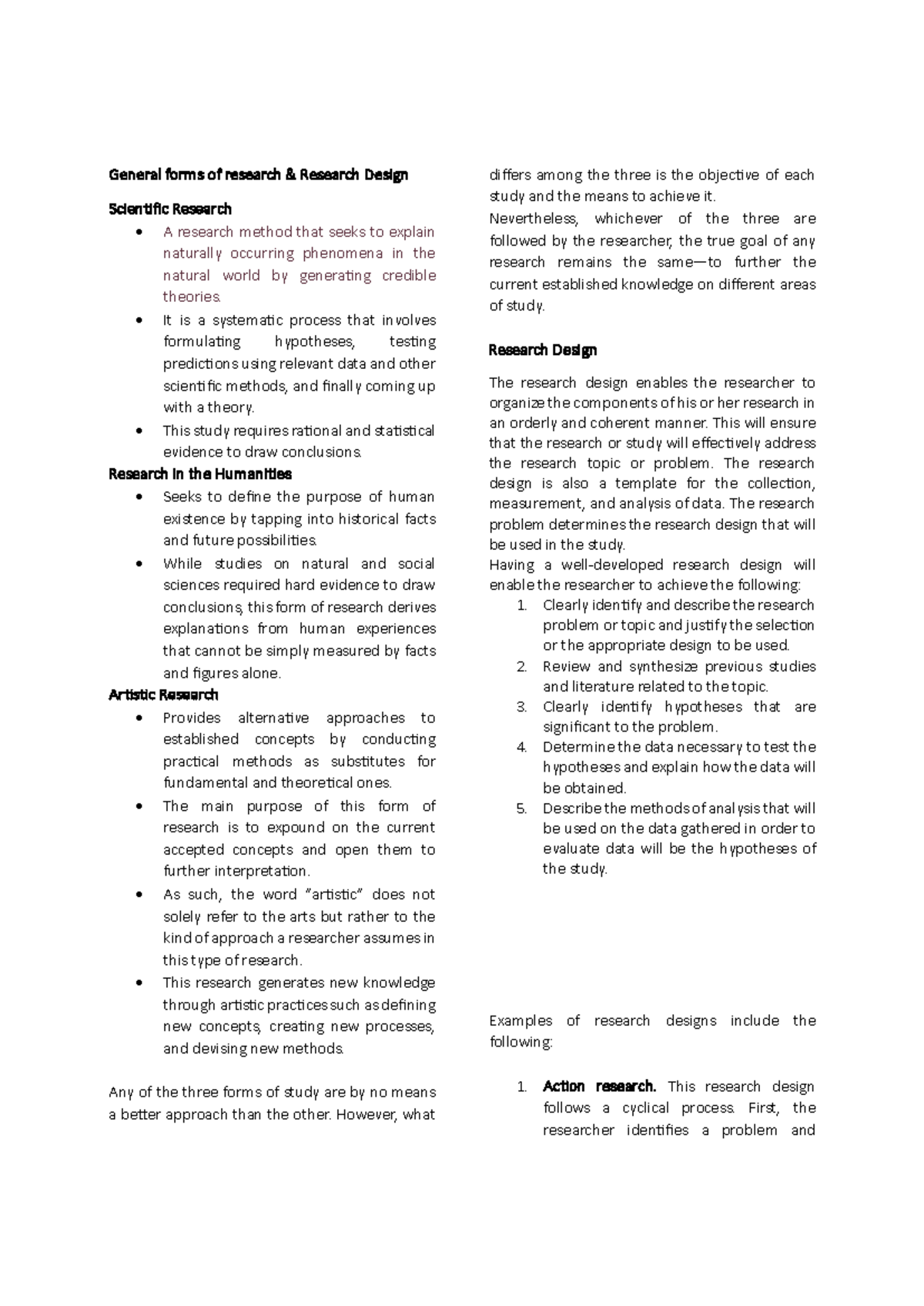 Practical Research 1 Quarter 1: Research Types and Designs - Studocu