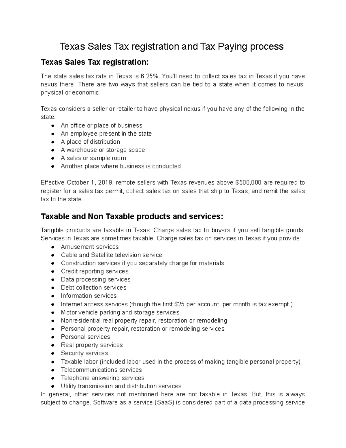 Texas Sales Tax registration and Tax Paying process - You’ll need to ...
