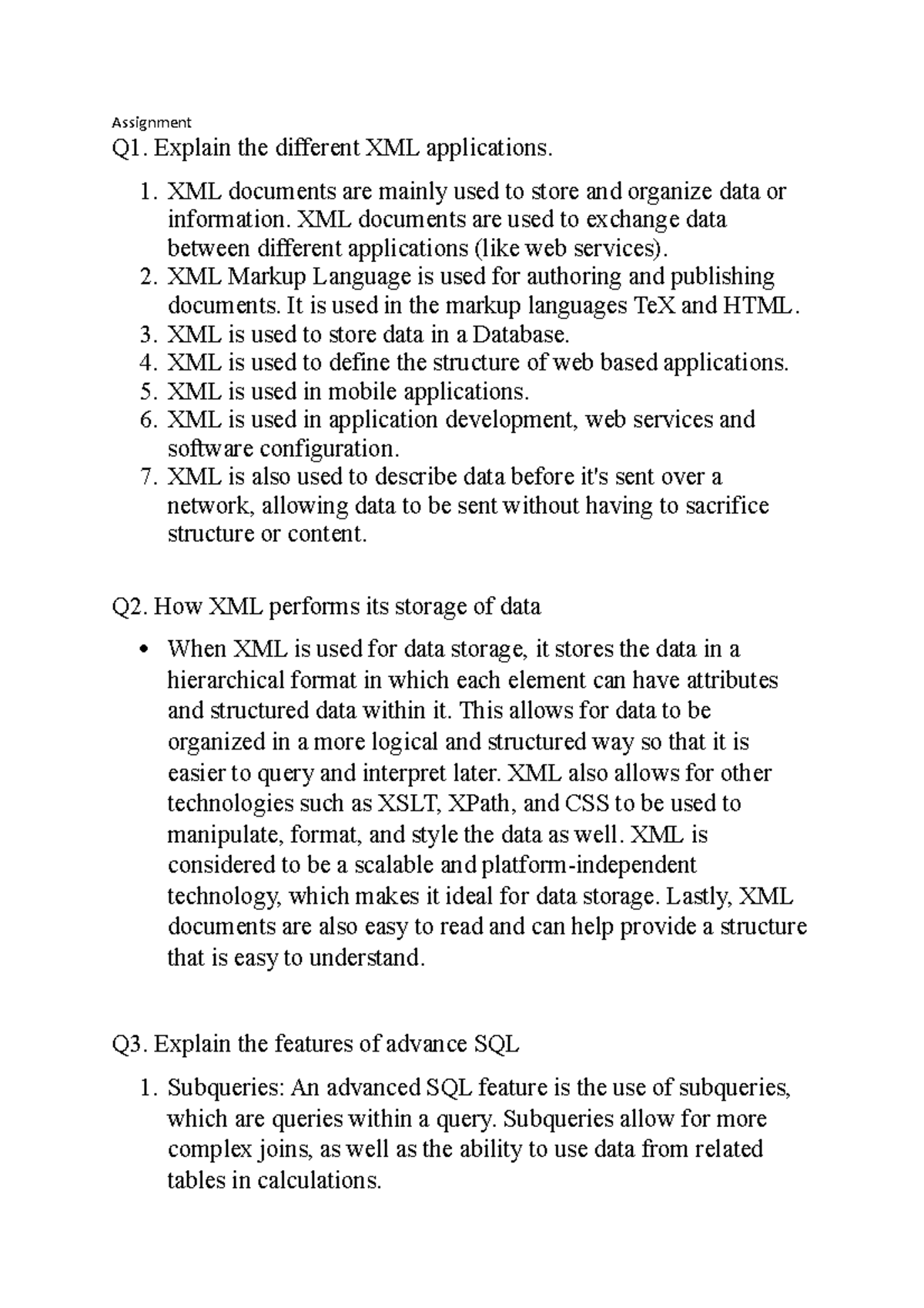 ADBS Assignment: XML Applications, Advanced SQL, and Query Optimization ...