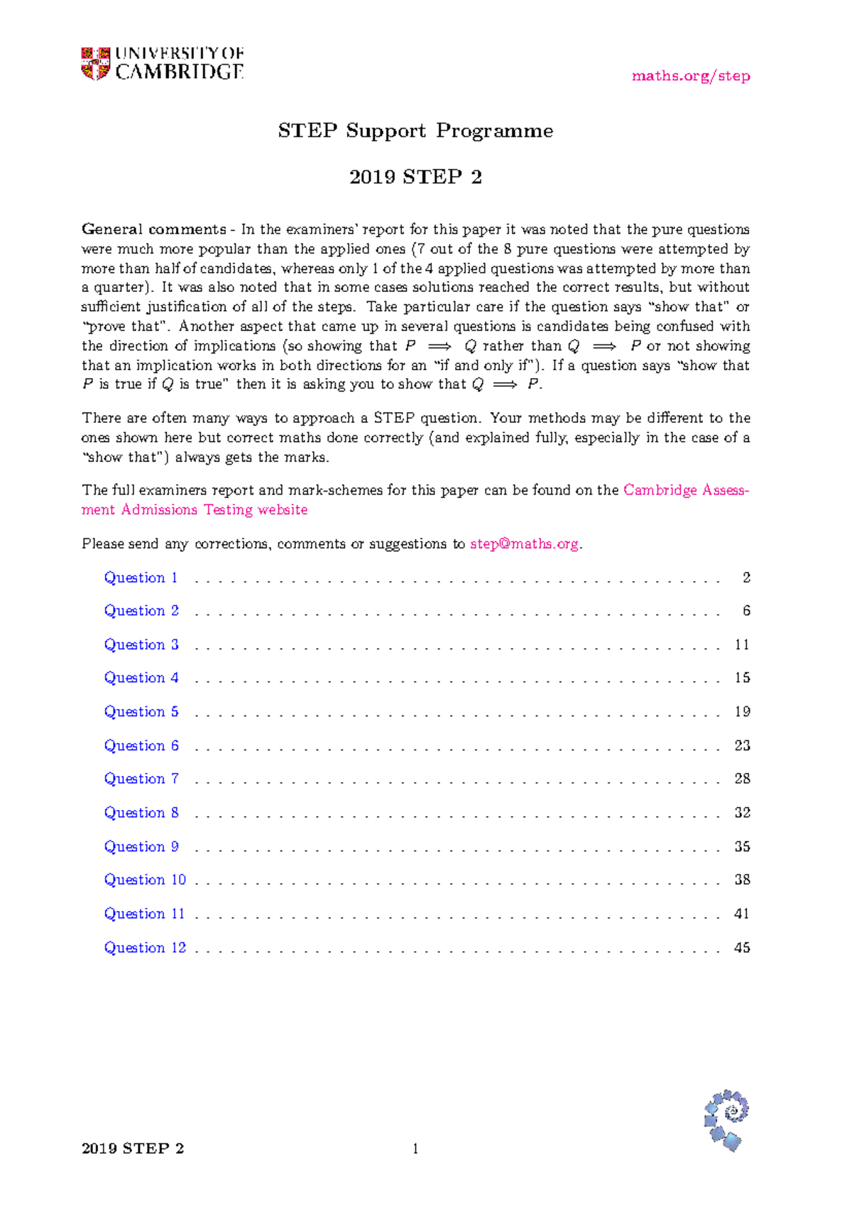 STEP 2 2019 Mock Exam Report and General Comments - Studocu