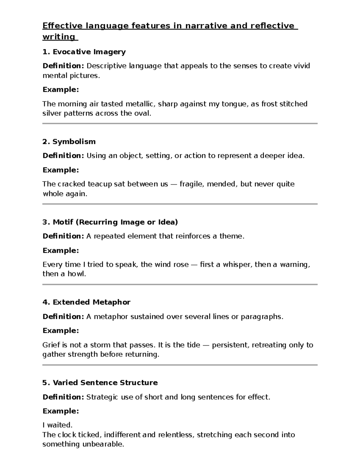 ENG 101: Effective Language Features in Narrative & Reflective Writing ...