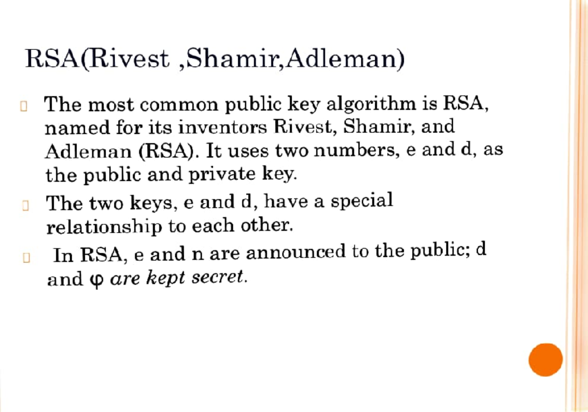 RSA Algorithm Explanation and Key Selection Process Notes - Studocu