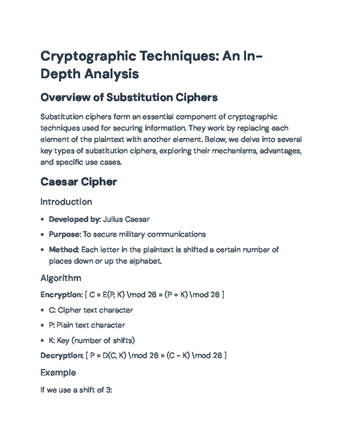 Substitution Ciphers: Overview, Methods, and Security (CS101 ...