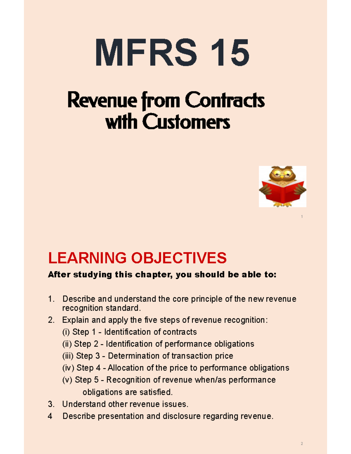 MFRS 15 - Revenue Recognition from Contracts with Customers Notes - Studocu