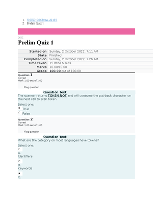 Programming Languages - Prelim Lab Quiz 1 - 1. UGRD-CS6301A-2213T 2 ...