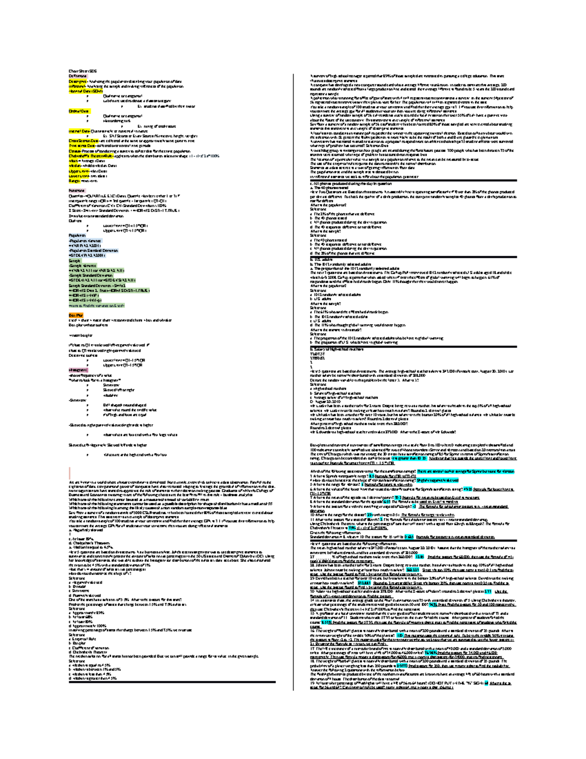 ISDS 361A - Test 1 Study Guide on Descriptive & Inferential Statistics ...