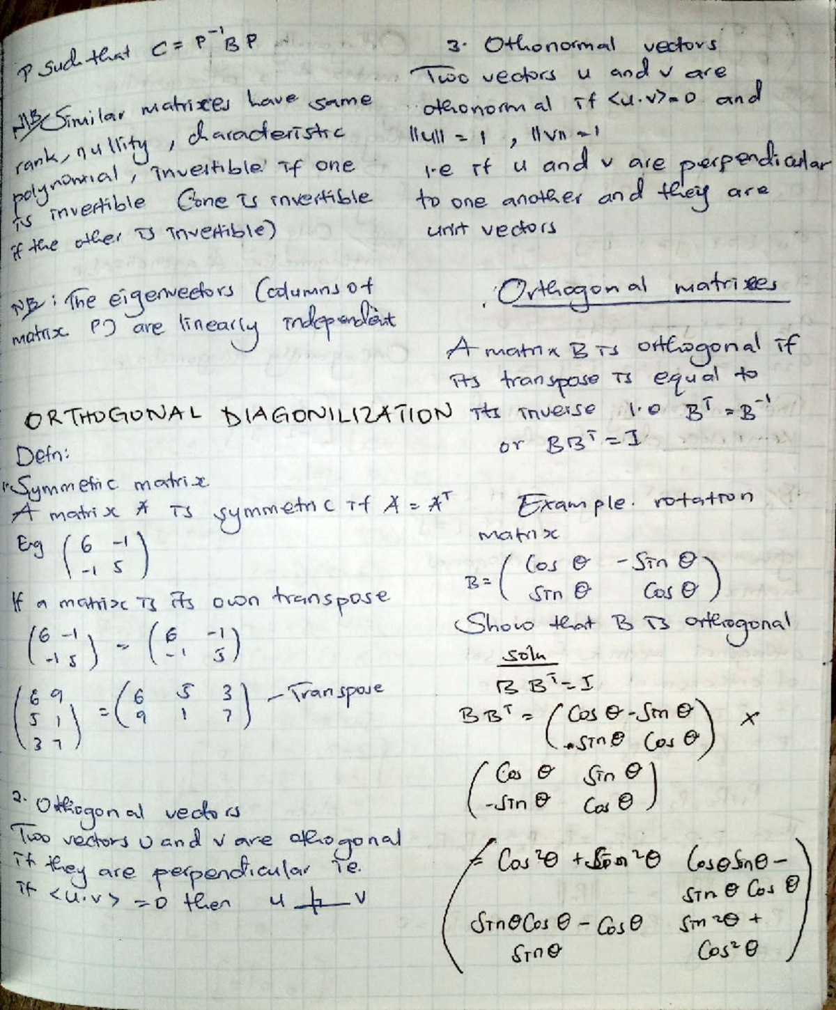 Orthogonal Vectors & Matrix Diagonalization: NIB C3 Revision Notes ...