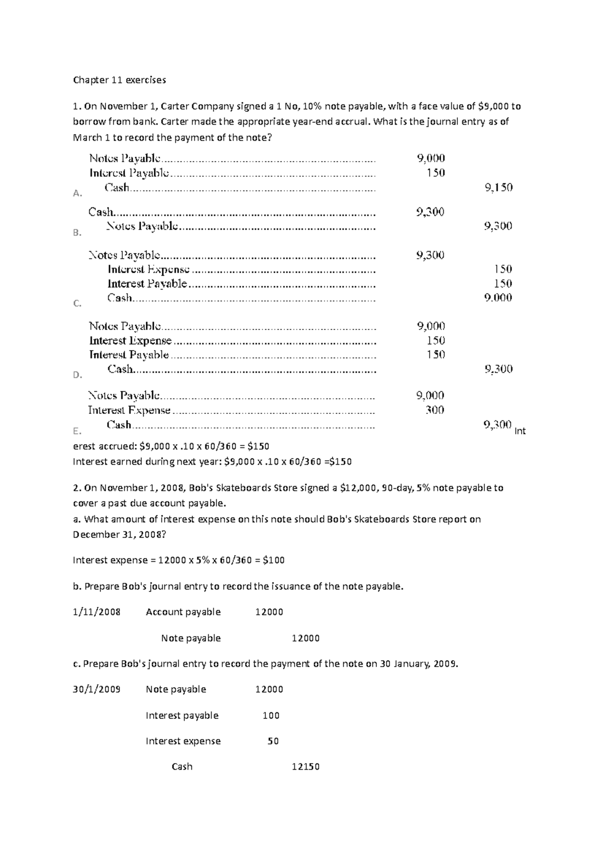 Chapter 11 exercises - ACC - Chapter 11 exercises On November 1, Carter ...
