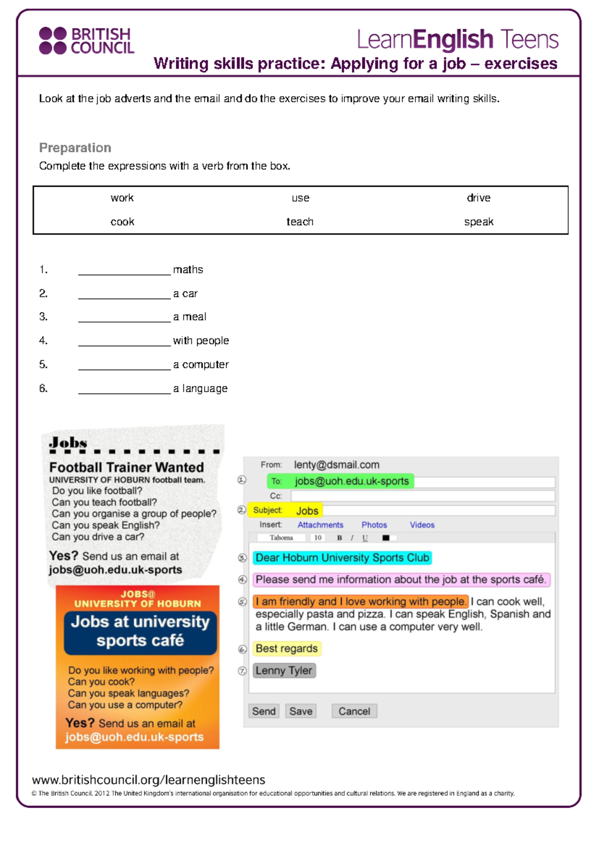 Applying for a Job - Exercises (Writing Skills Practice) - Studocu