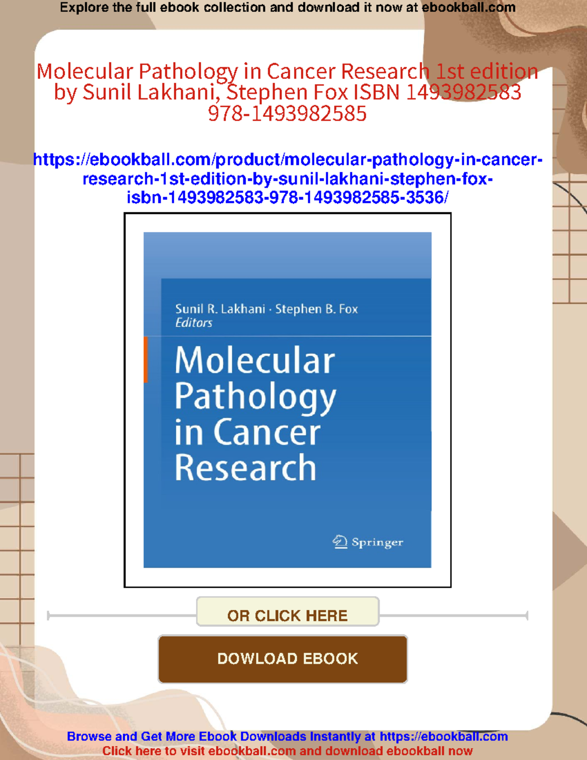 Molecular Pathology in Cancer Research: Insights and Advances (1st Ed ...