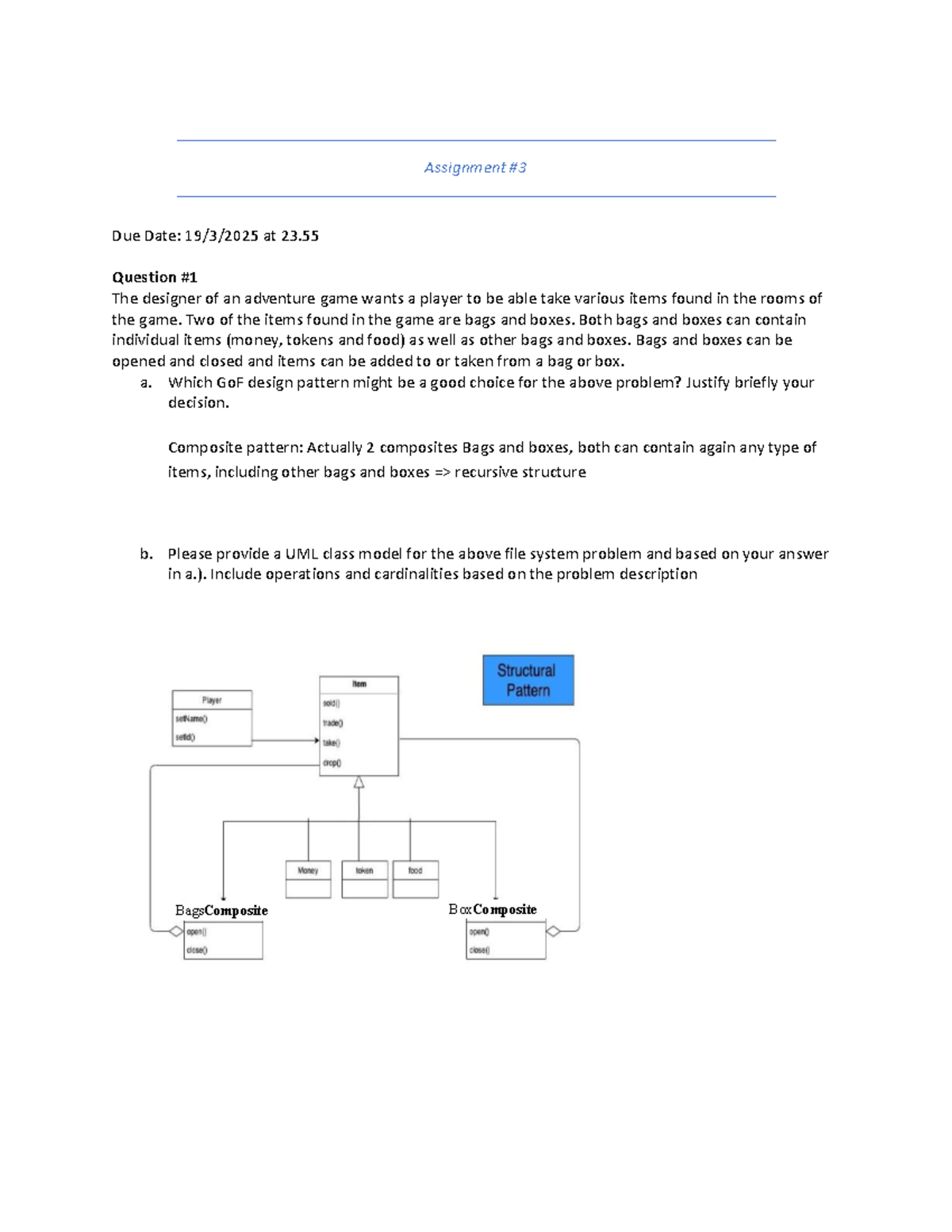 Assignment 3: Design Patterns in Game & Word Processor (COMP354) - Studocu