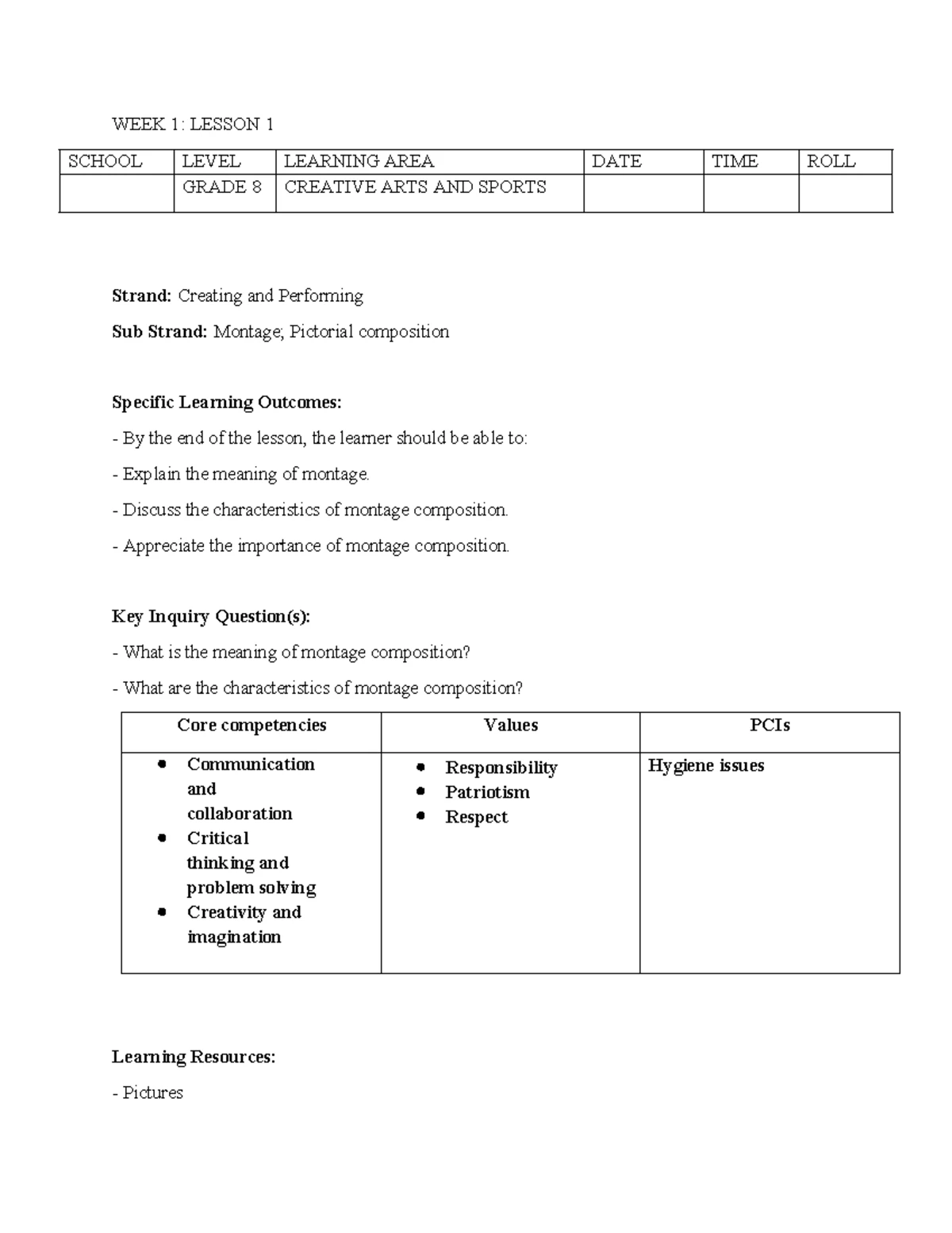 GRADE 8 MATHEMATICS TERM 2: WEEK 1-3 LESSON PLANS - Studocu