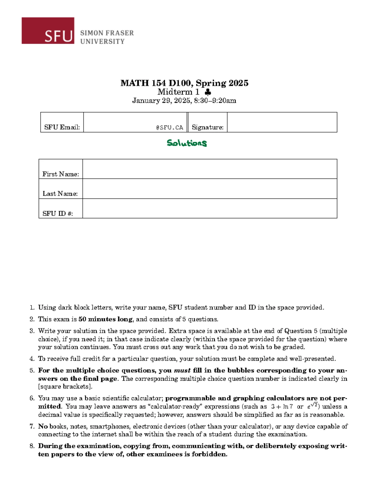 M154w25 Midterm 1 Solutions - Comprehensive Guide to Exam Questions ...