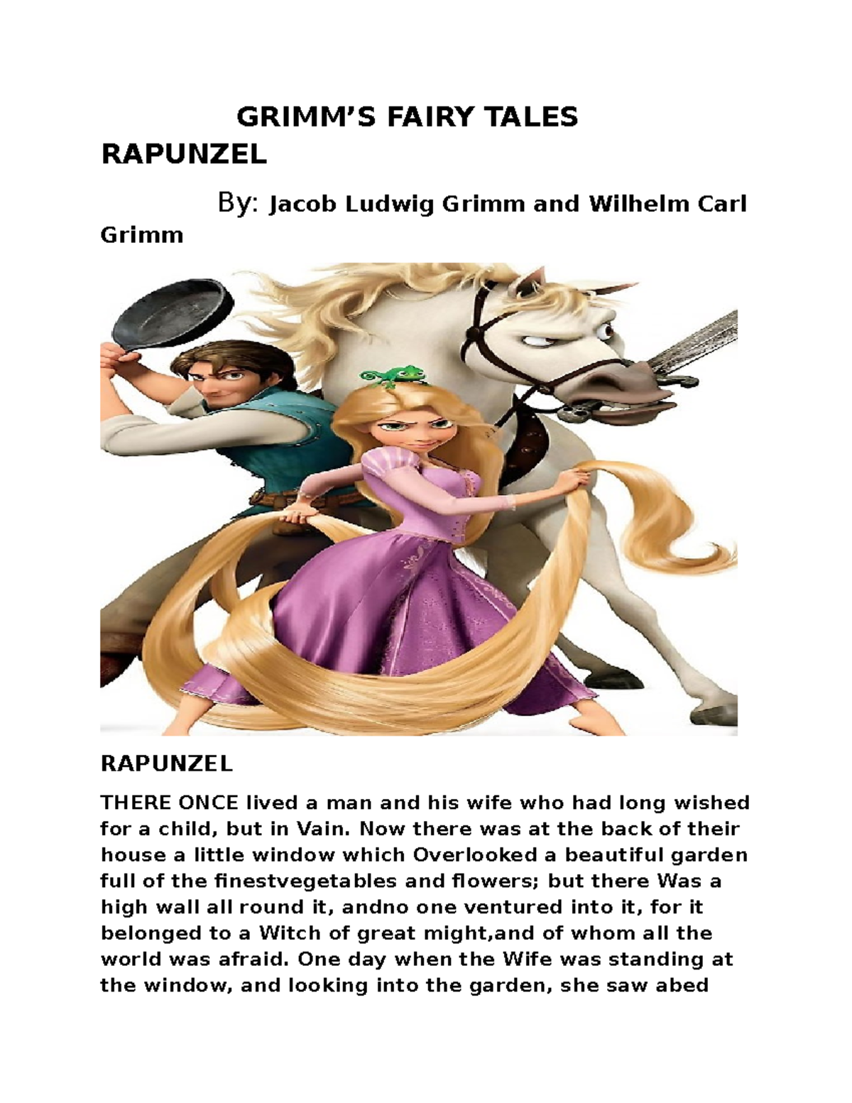 Rapunzel - Jimby francisco - GRIMM'S FAIRY TALES RAPUNZEL By: Jacob ...