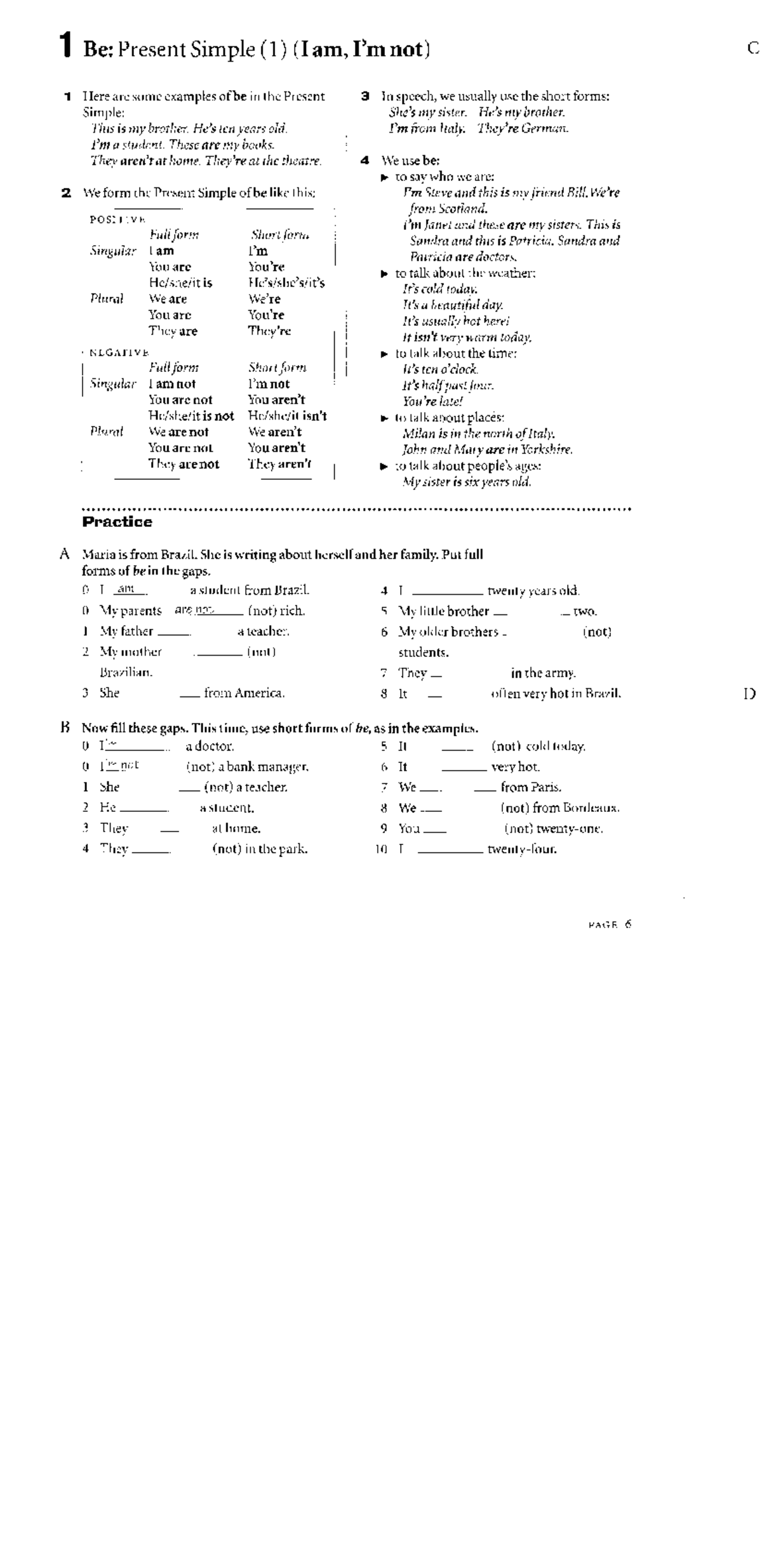 Grammar Spectrum: Verb "To Be" - Present Simple (C1) - Studocu