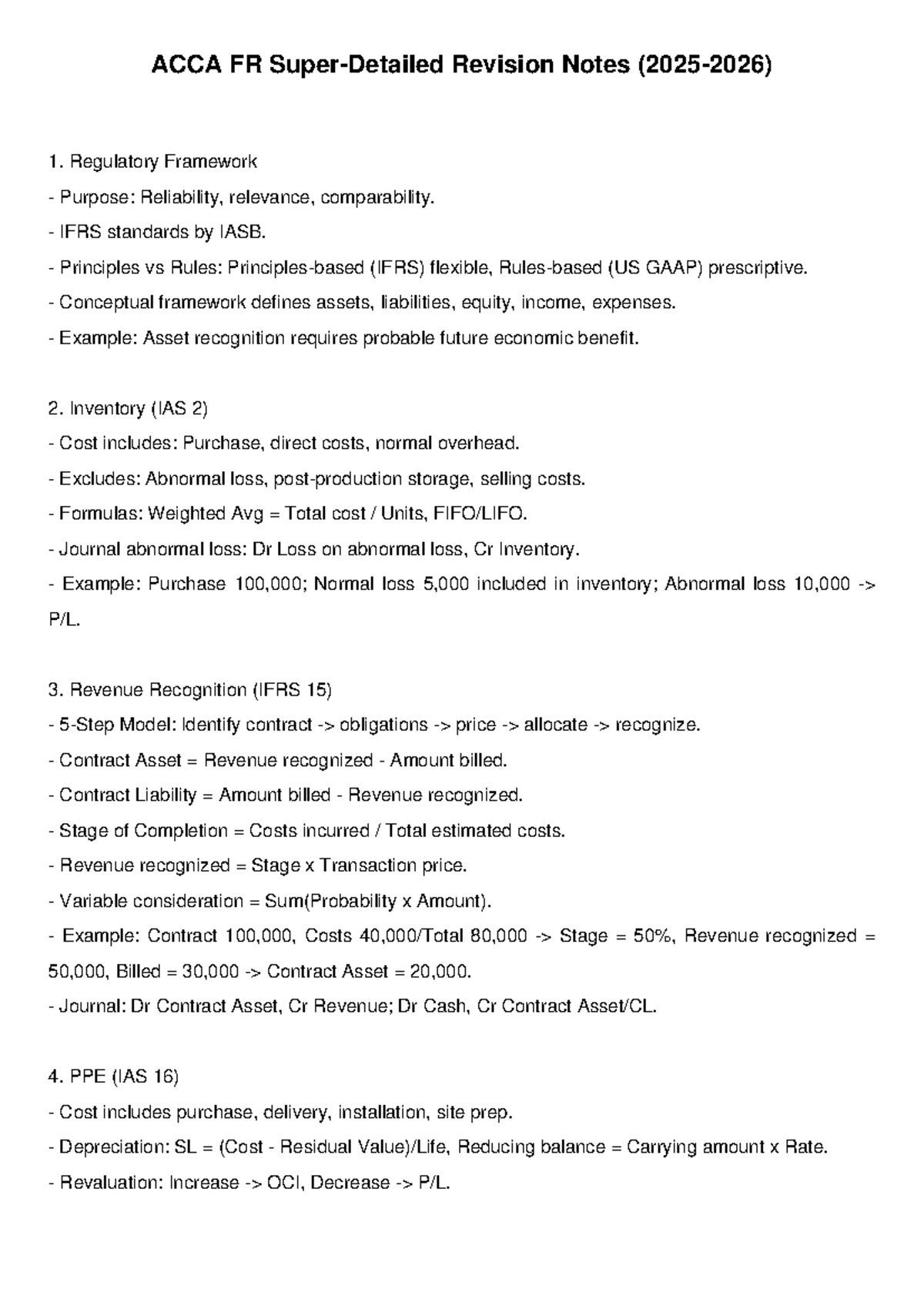 ACCA FR Super Detailed Revision Notes: Regulatory Framework & Key ...