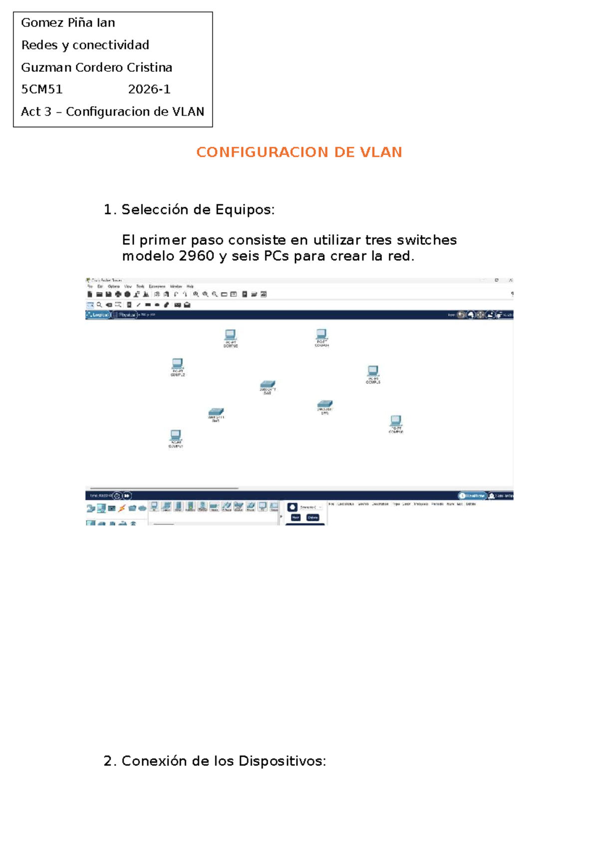 5CM51 Act 3: Guía para la Configuración de VLAN en Redes - Studocu