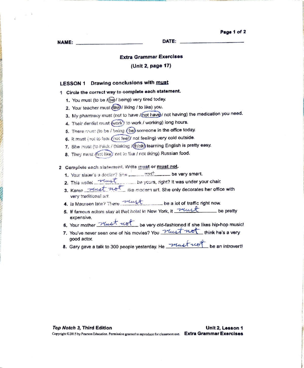 Unit 2 - Extra Grammar Exercises & Lessons - Studocu