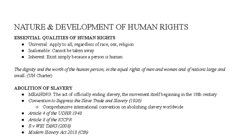 Human Rights PREP - Comprehensive Overview & Key Issues - Studocu