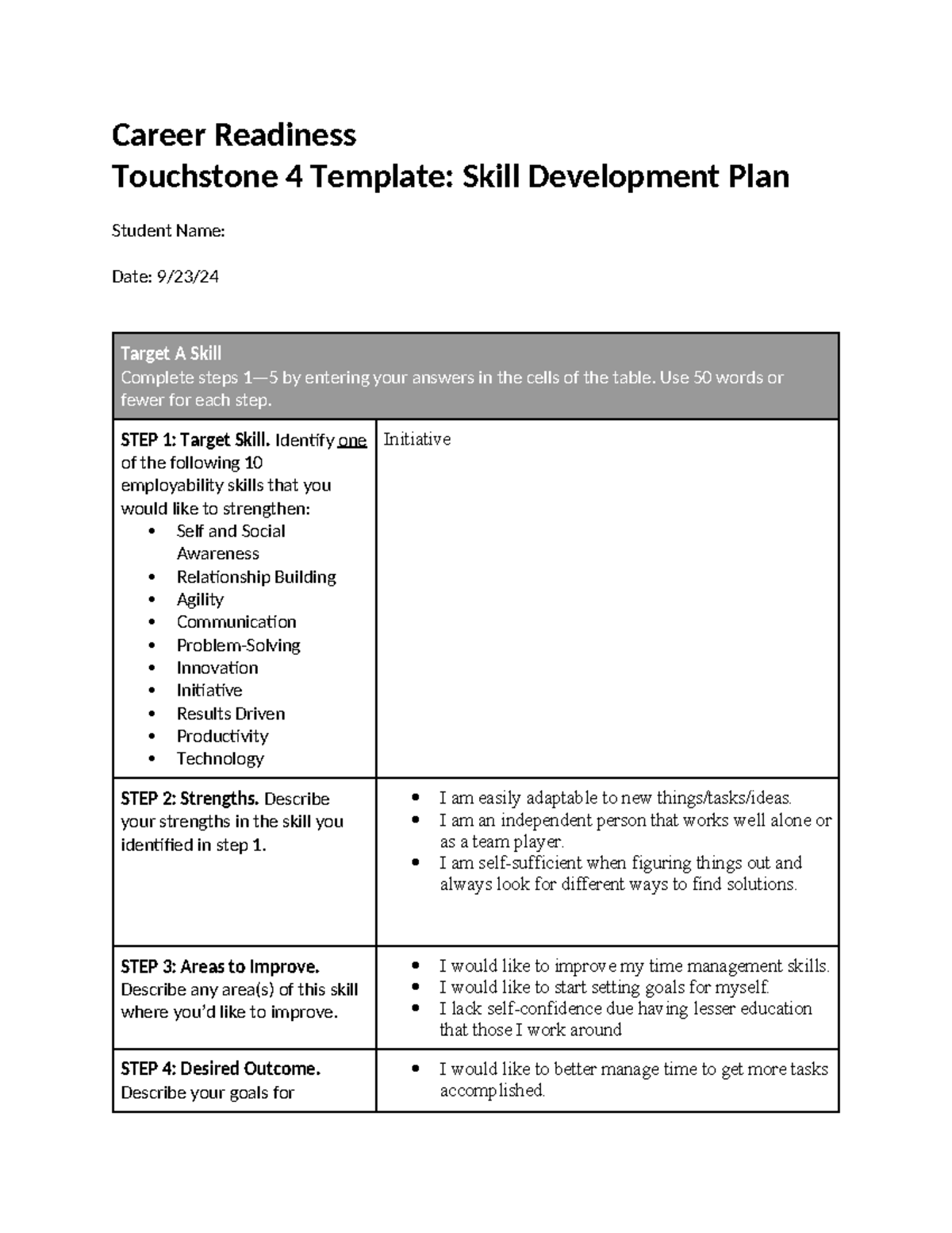 Touchstone 4 Skill Development Career Readiness Touchstone 4