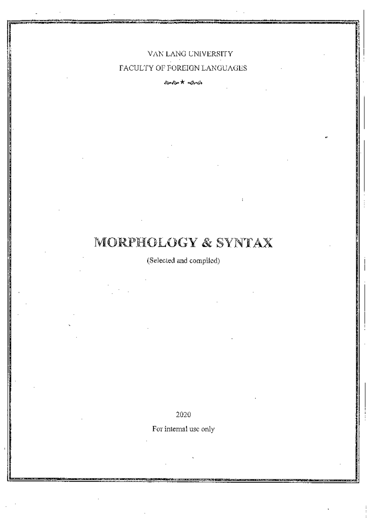 Morphology & Syntax: Understanding Word Forms & Structure - Studocu