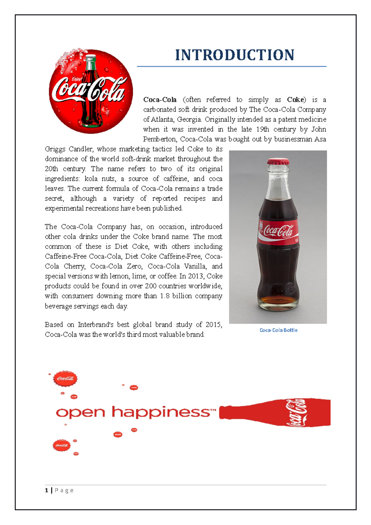 Production Process of Coca Cola - INTRODUCTION Coca-Cola (often ...