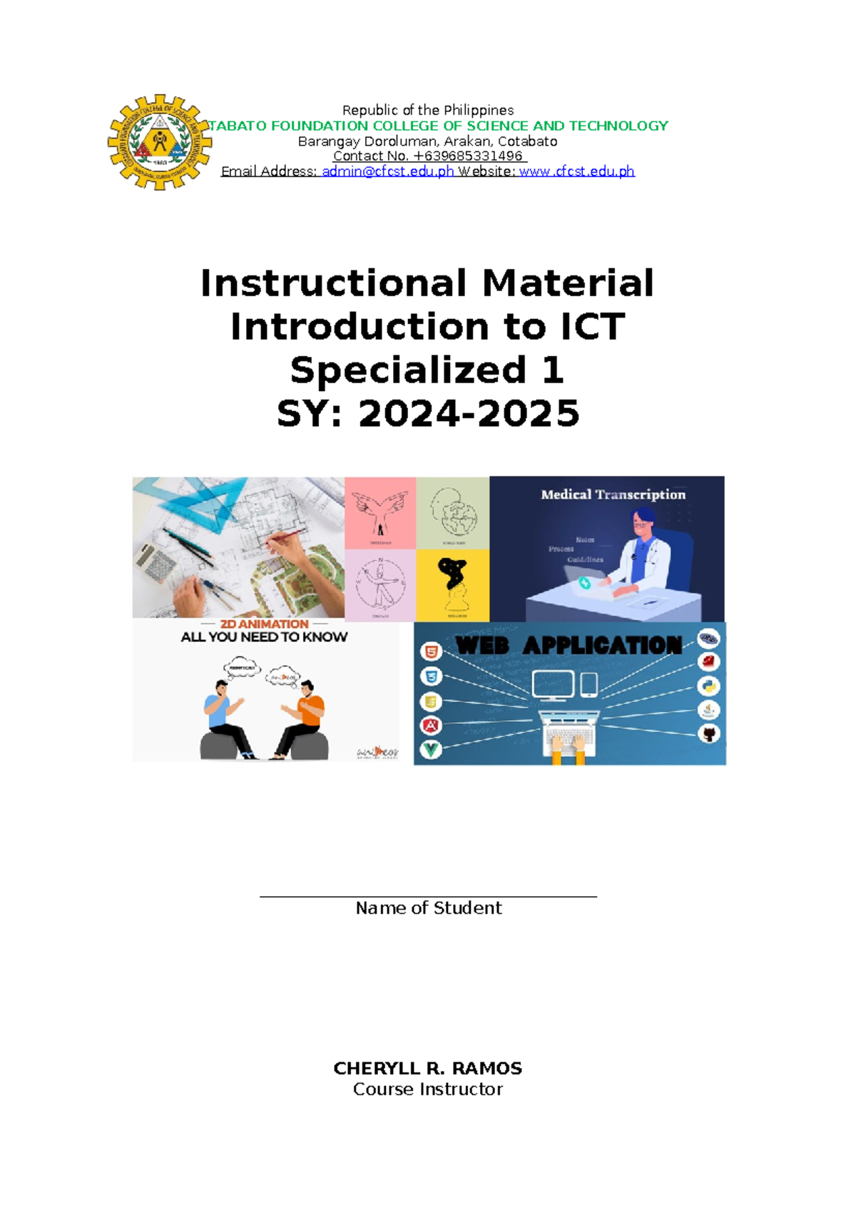 Introduction to ICT 1: Final Cover Page for Specialized 1 Module - Studocu