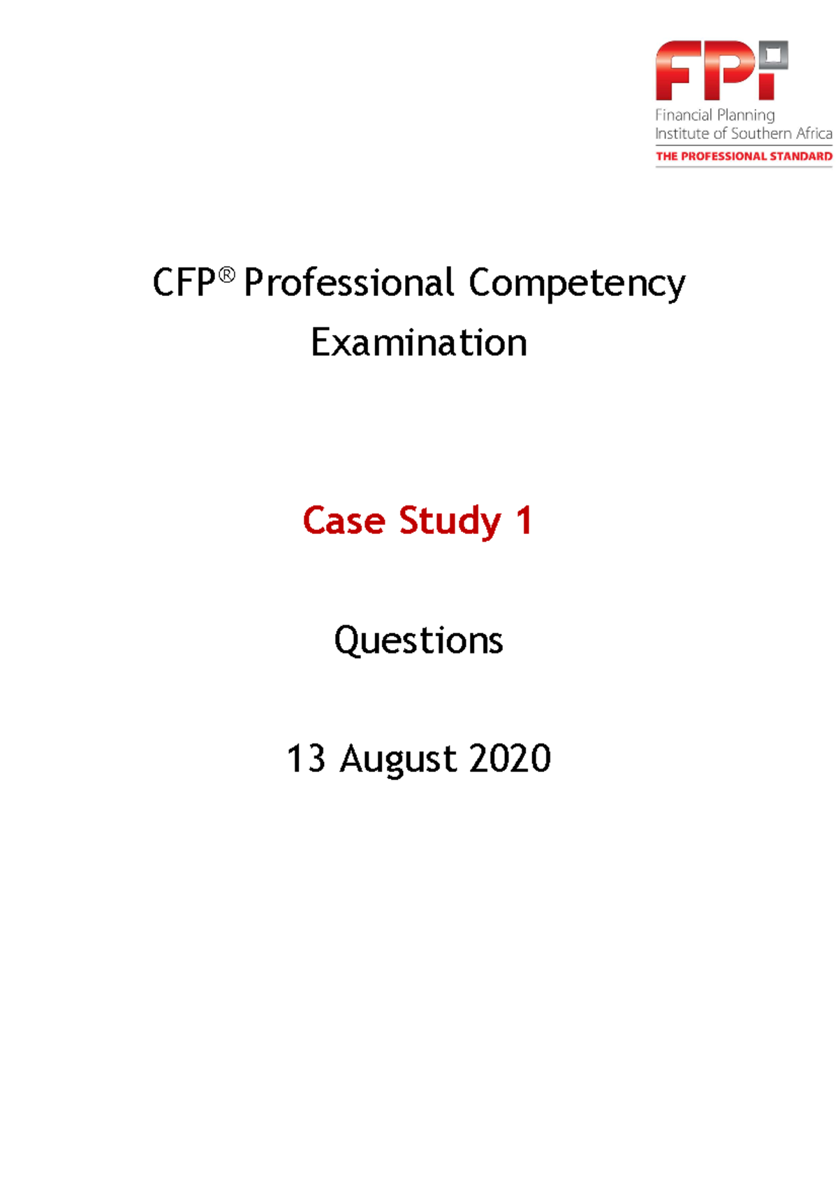 August 2020 CFP Professional Exam Case Study 1 - Q&A Analysis - Studocu