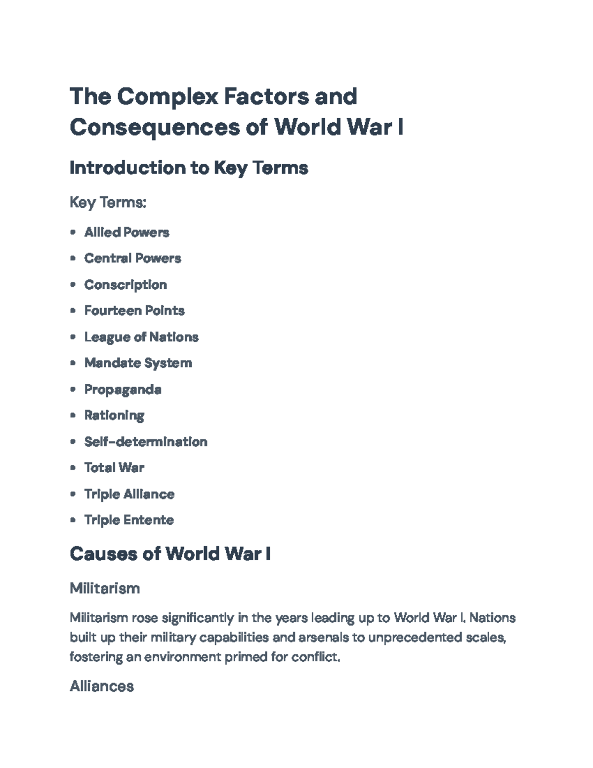 The Complex Causes and Consequences of World War I: Key Insights ...