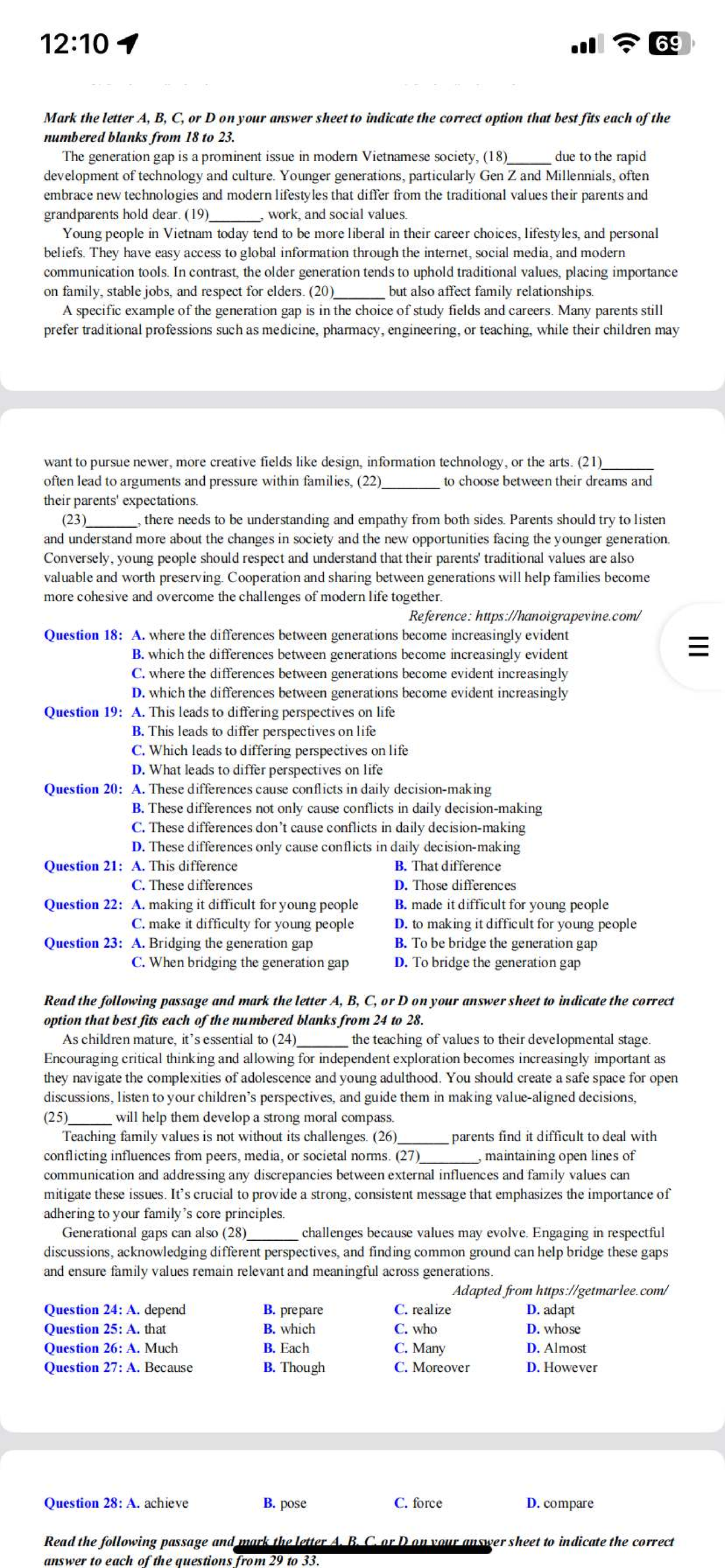 Generation Gap in Modern Vietnamese Society: Quiz Questions (12:10 69 ...