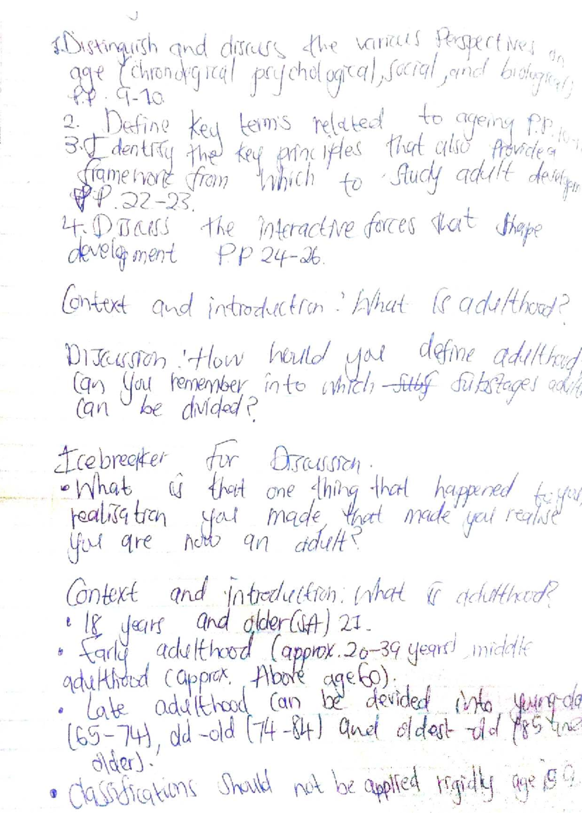 Perspectives on Adulthood: Key Terms and Developmental Forces - Studocu