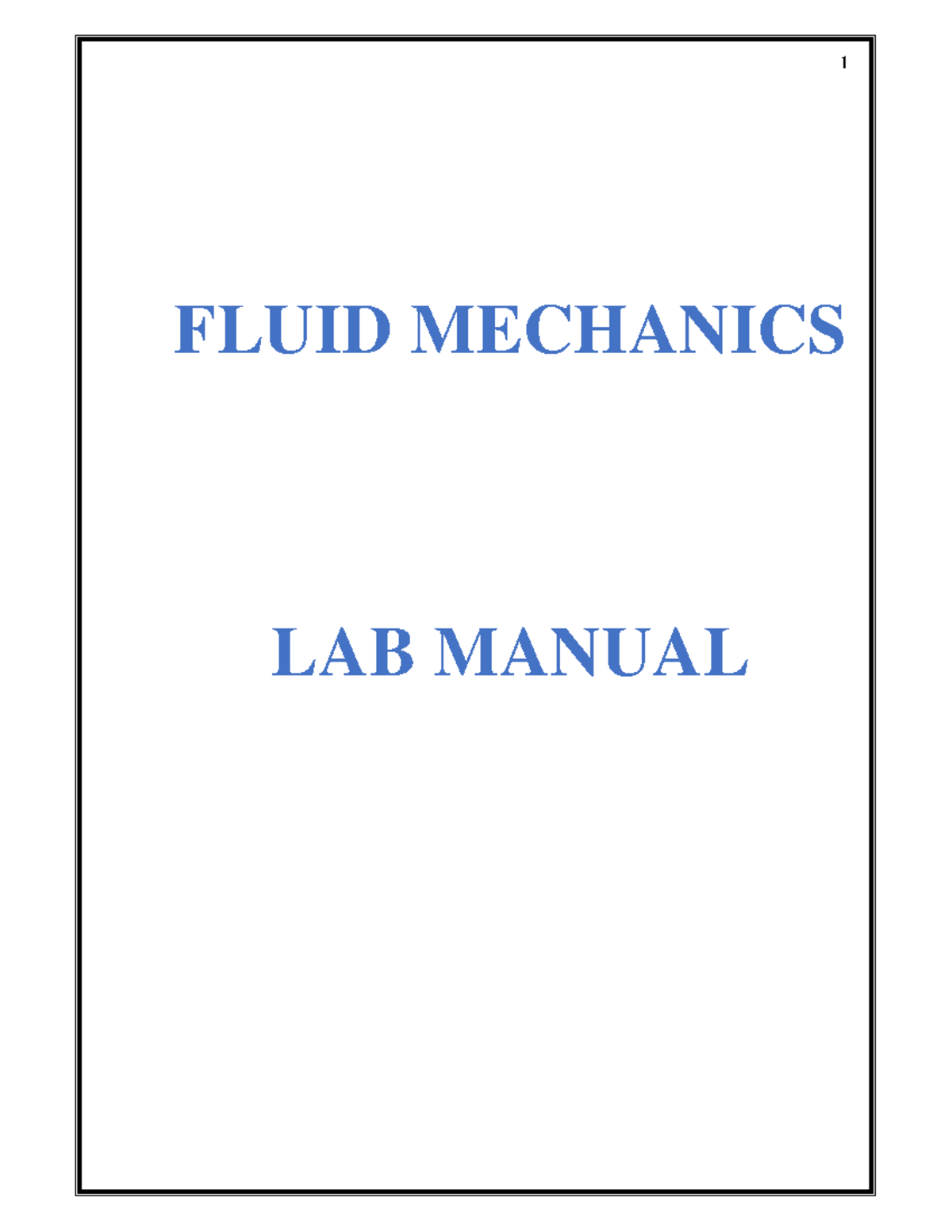 Fluid Mechanics Lab Manual: Hydraulic Bench & Flow Measurement (FM-LAB ...