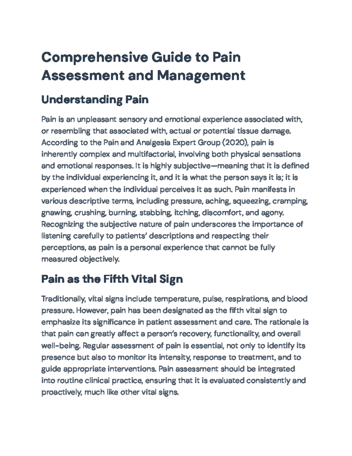 Comprehensive Pain Assessment & Management Guide for Health