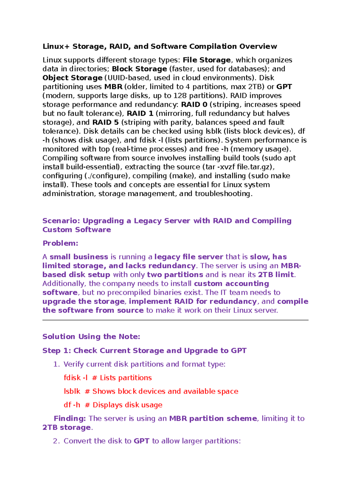 Linux+ Lecture 5: Storage, RAID, and Software Compilation Overview ...