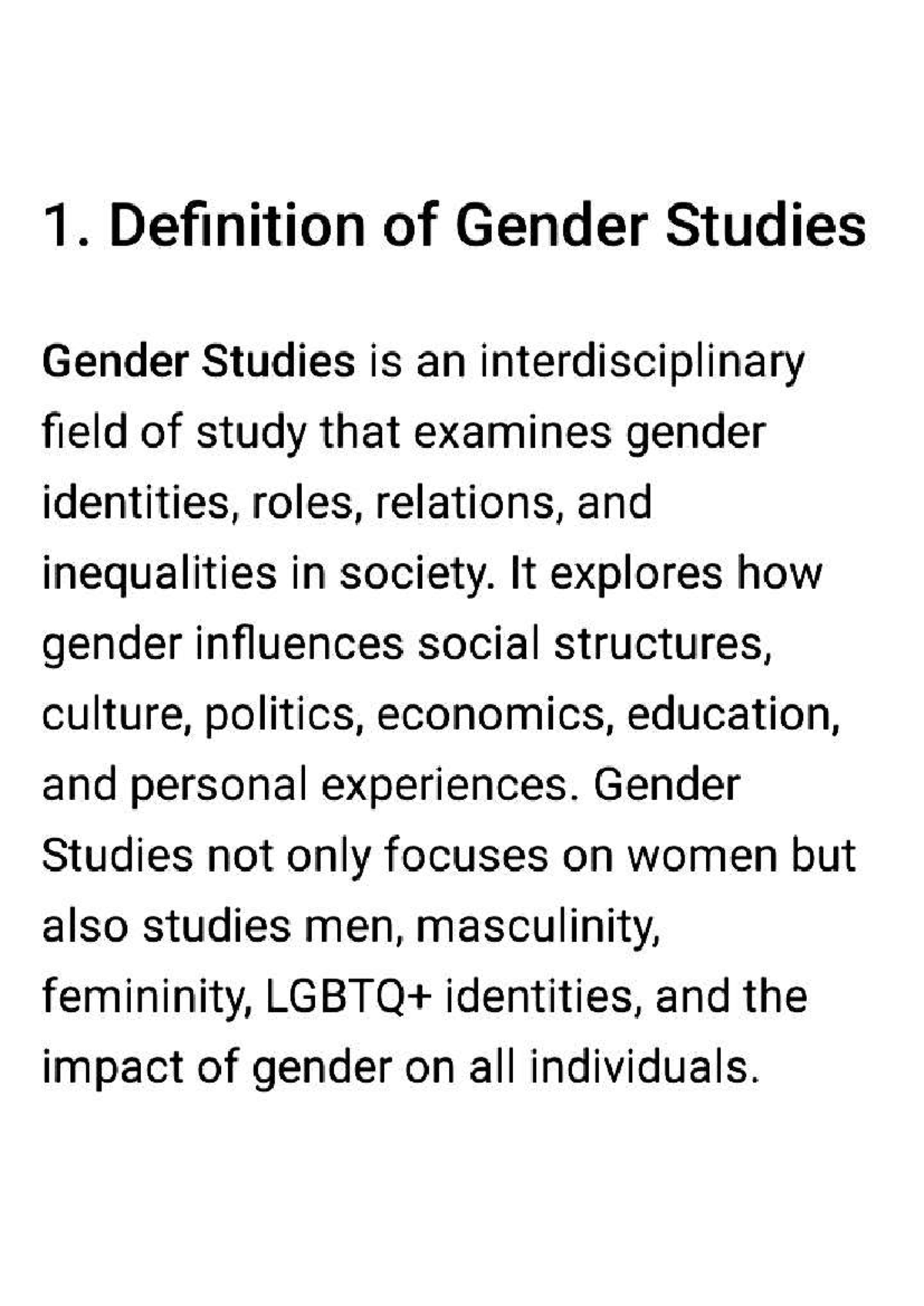 Lecture 1: Key Concepts and Importance of Gender Studies - Studocu