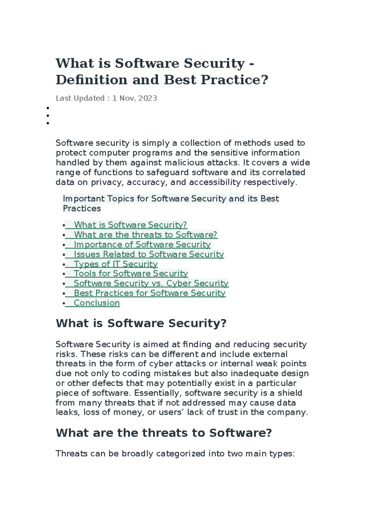 Software Security: Definition, Threats, and Best Practices (CS101 ...