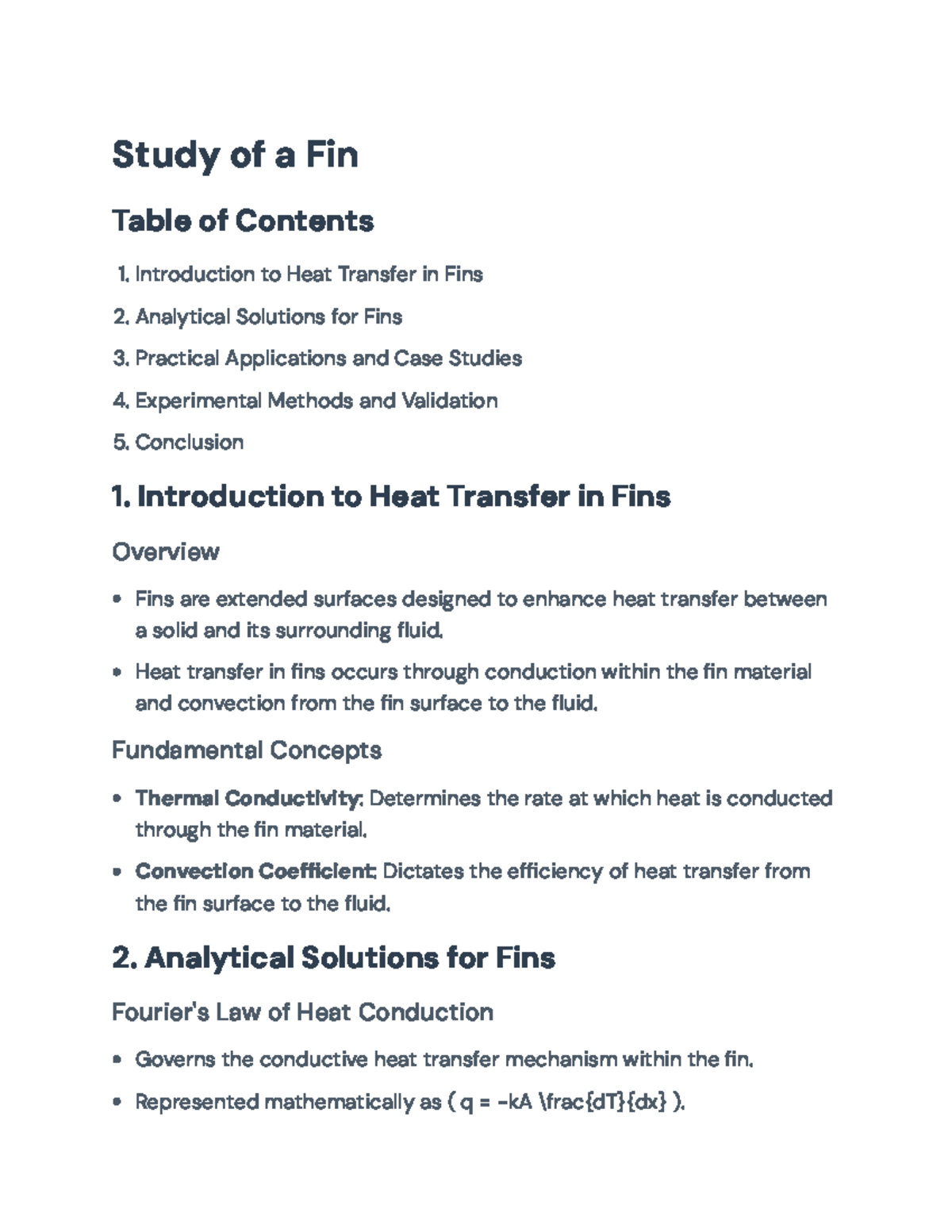 Study and Evaluation of Fins for Heat Transfer (Master GEER, S1 ...