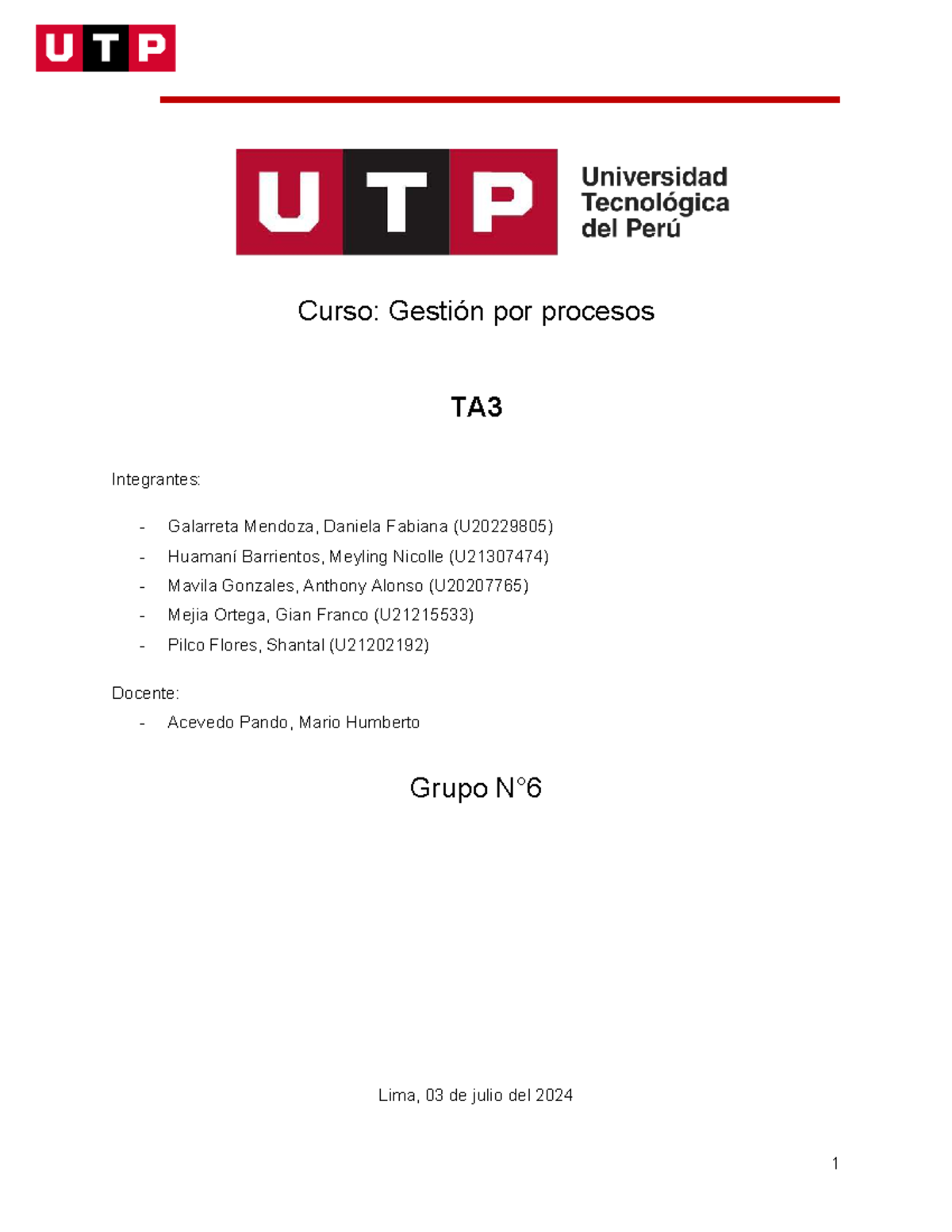 TA3 Gestión por Procesos: Análisis y Herramientas Clave - Studocu