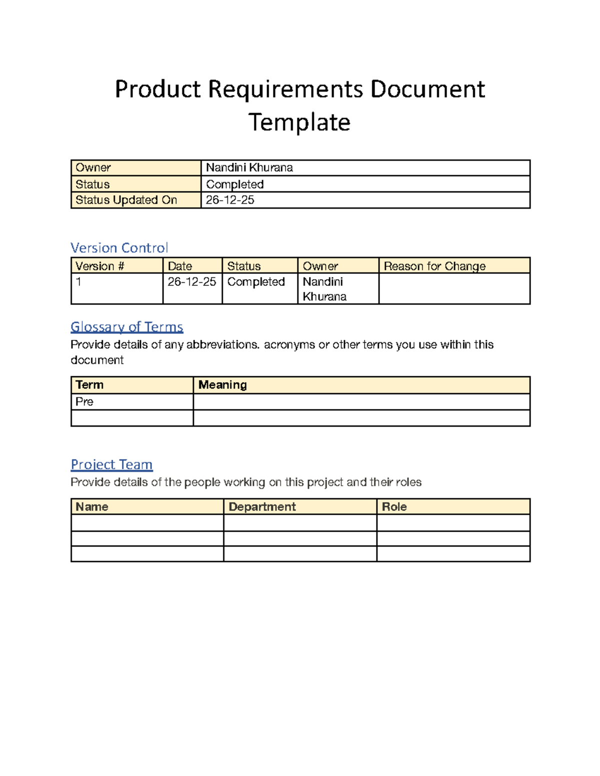 PRD Requirements V1.0: Project Details & Implementation Plan - Studocu