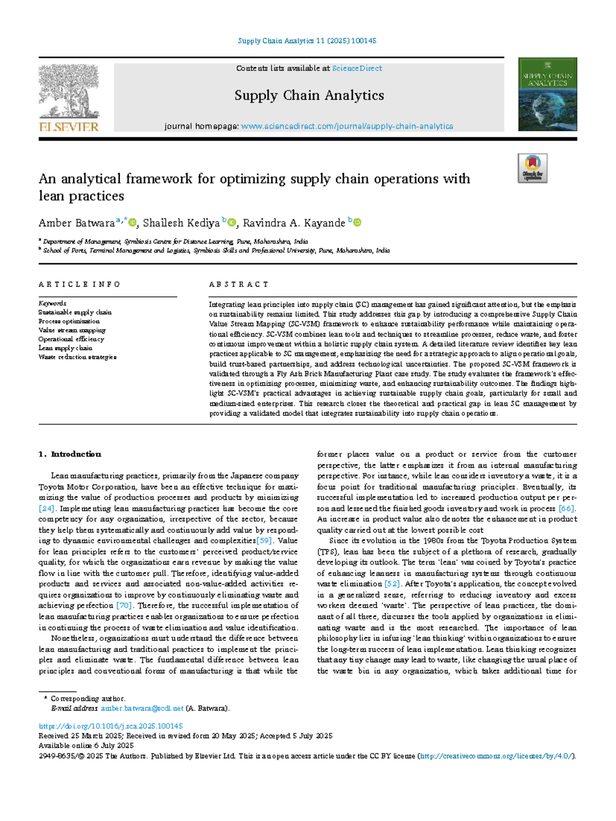 Optimizing Supply Chain Operations with Lean Practices: A Case Study ...