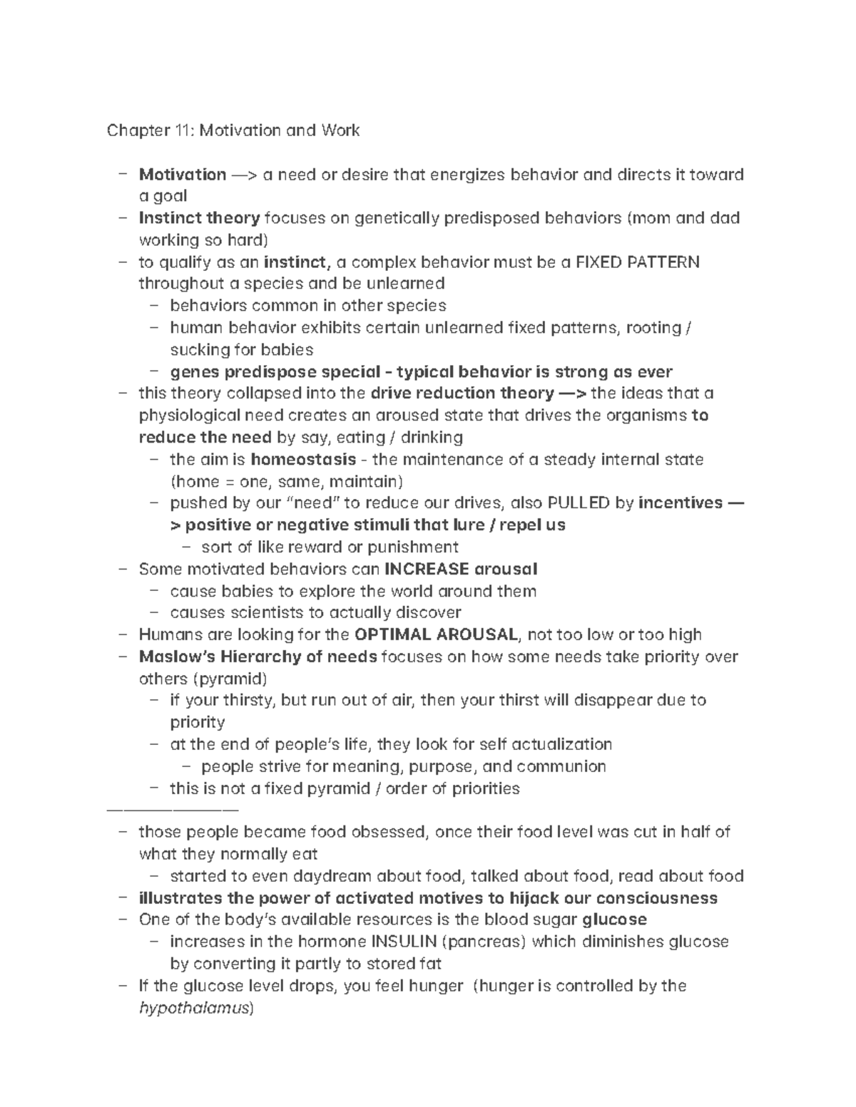 Chapter 11 Review: Motivation and Work Insights (PSY101) - Studocu