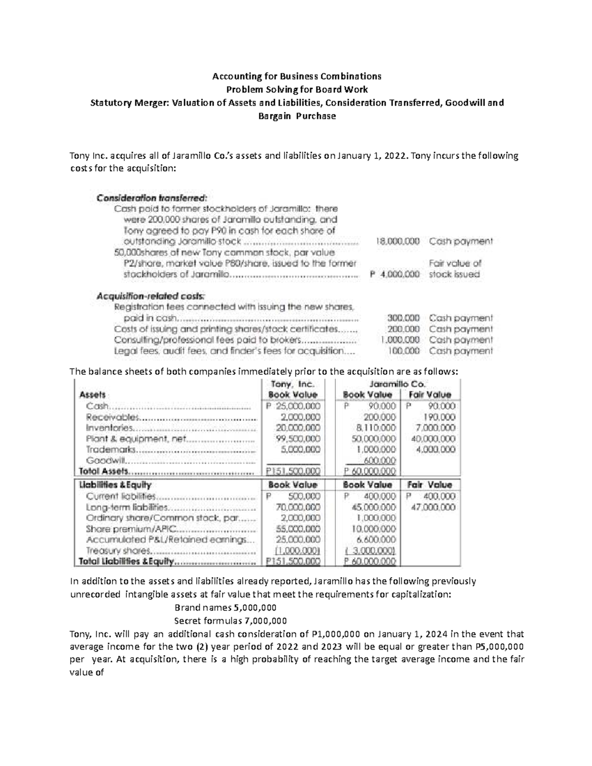 Business Combinations - Boardwork: Valuation & Goodwill Analysis - Studocu